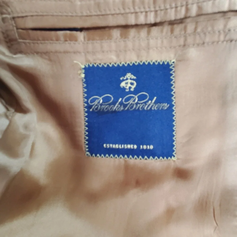 Vintage Brooks‎ Brothers Blazer Mens 42L Tan Wool Houndstooth Windowpane Italy